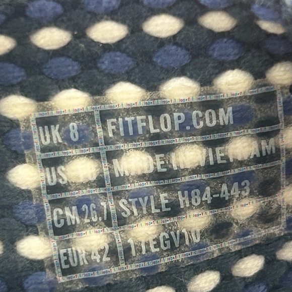 Fitflop Womens 10 Surfa Toe Posts Wedge Sandal Blue White Comfy Casual Flip Flop - Picture 3 of 12